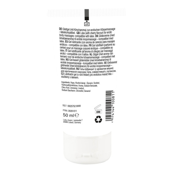 Lubrifiant et gel de massage végétalien comestible goût cerise 50ml 